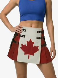 Women Canadian Flag Cotton Hybrid Utility Kilt