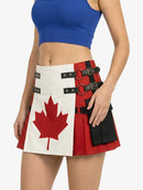 Skirt with a red maple leaf design on a white background