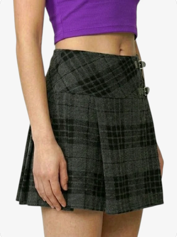 Women Hamilton Grey Tartan Skirt