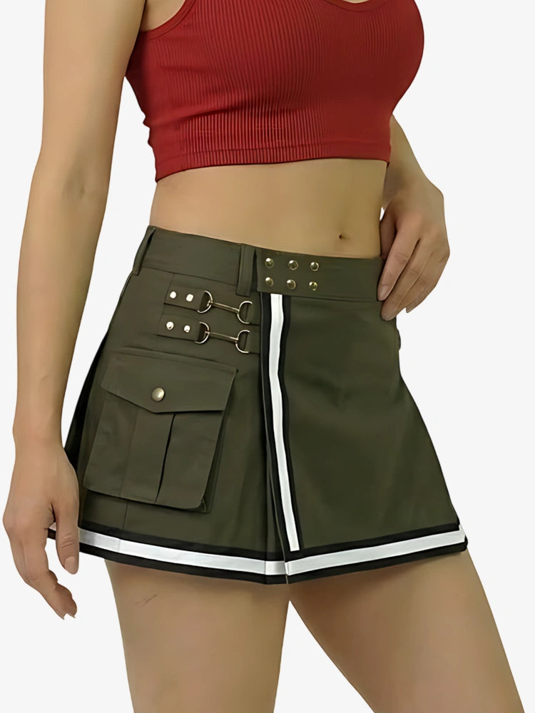 Women Olive Firefighter Reflective Utility Kilt