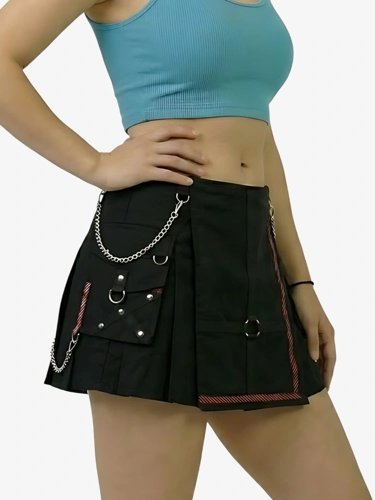 Women Stylish Black Utility Kilt