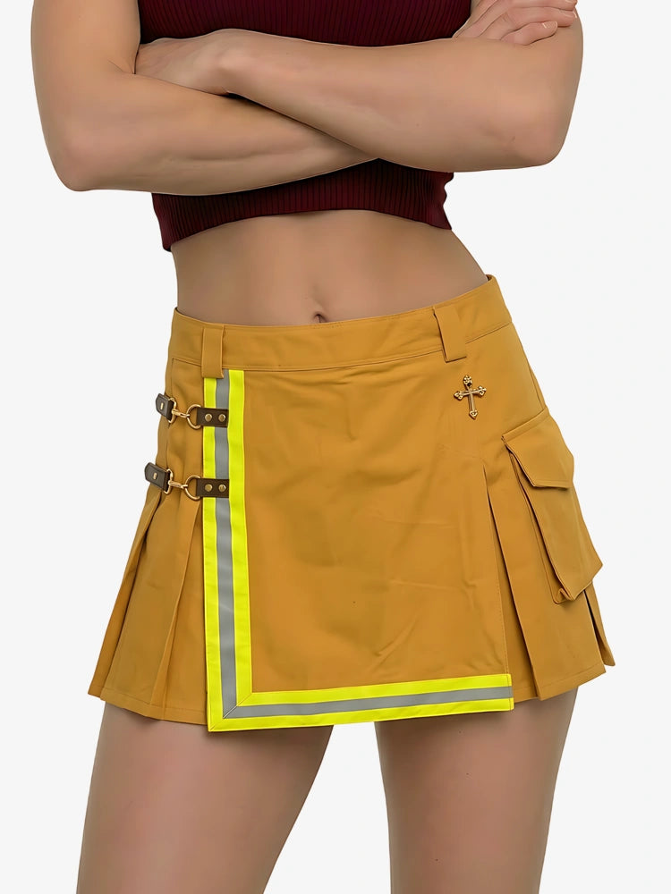 Women Yellow Firefighter Kilt with Reflective Trim