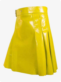 Custom Made Yellow Women's Leather Kilt