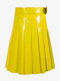 Custom Made Yellow Women's Leather Kilt