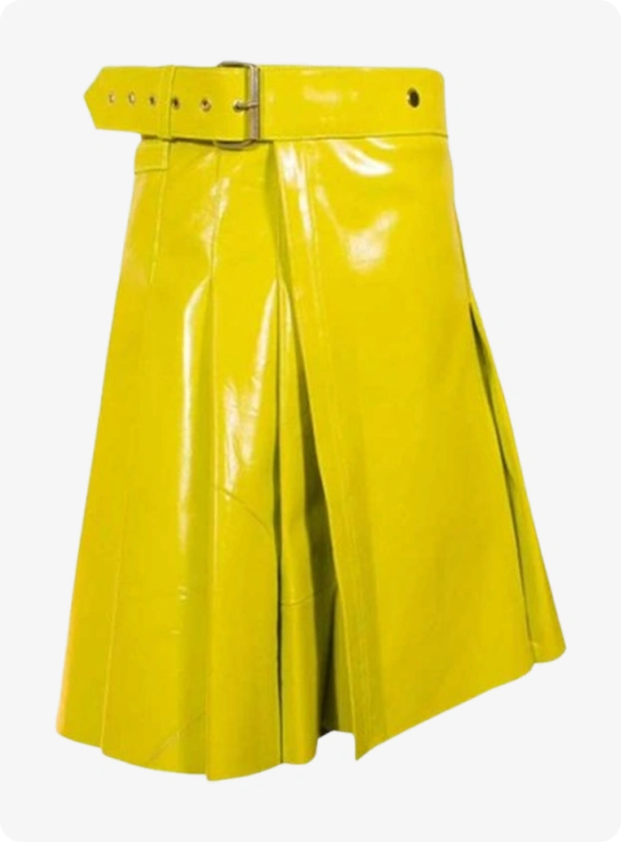 Custom Made Yellow Women's Leather Kilt