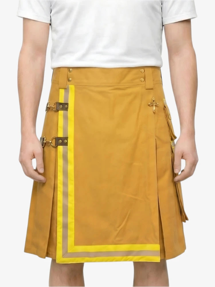 Yellow Firefighter Kilt with Reflective Trim